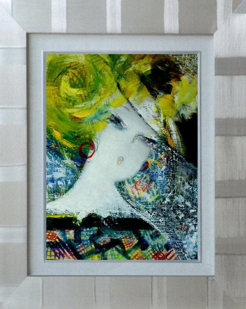 油絵 菅家令子 絵 絵画 インテリア 額付(黒) F6-080312 人物 女性