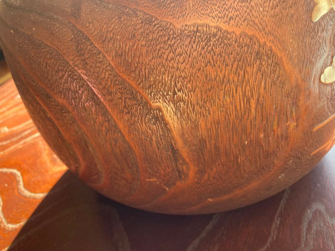 美品 時代 桐火鉢 秋草蒔絵 火鉢 螺鈿入り 茶道具 骨董品 木製火鉢 100