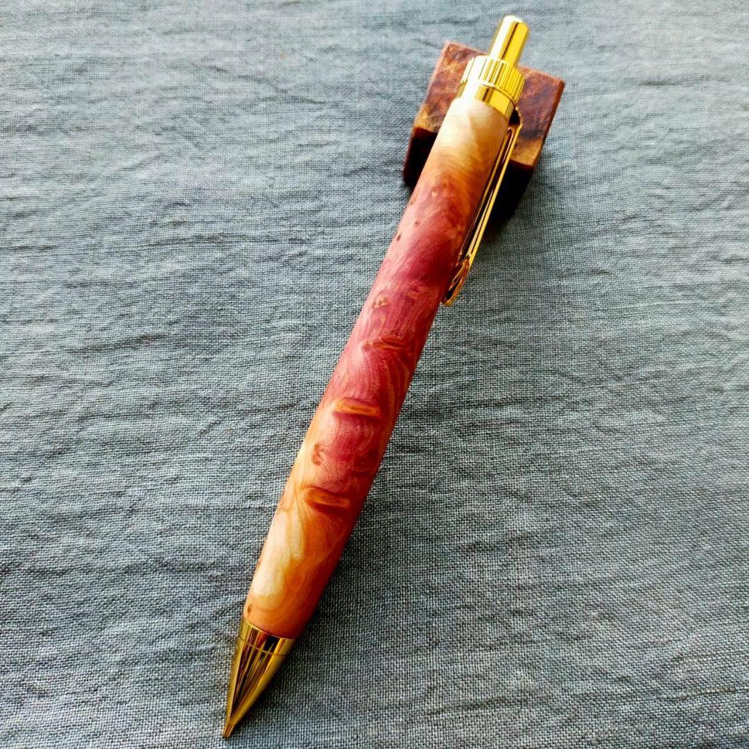 フロリニーバール　ハンドメイド　木軸シャープペン　0.5mm　天然木　ゴールド