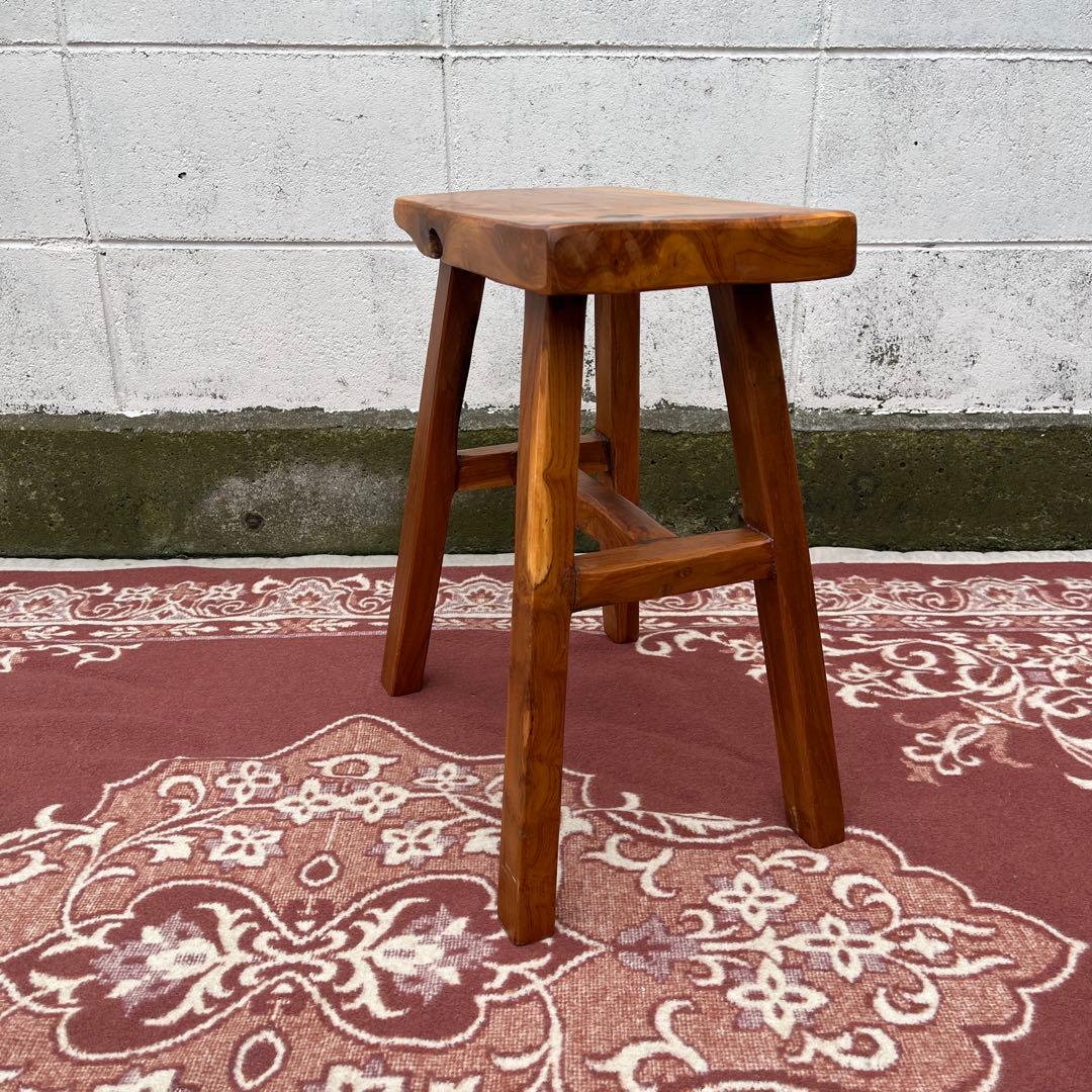 高品質 チーク材 木製無垢材◾️木製フレーム スツール 椅子 飾り台 木製家具