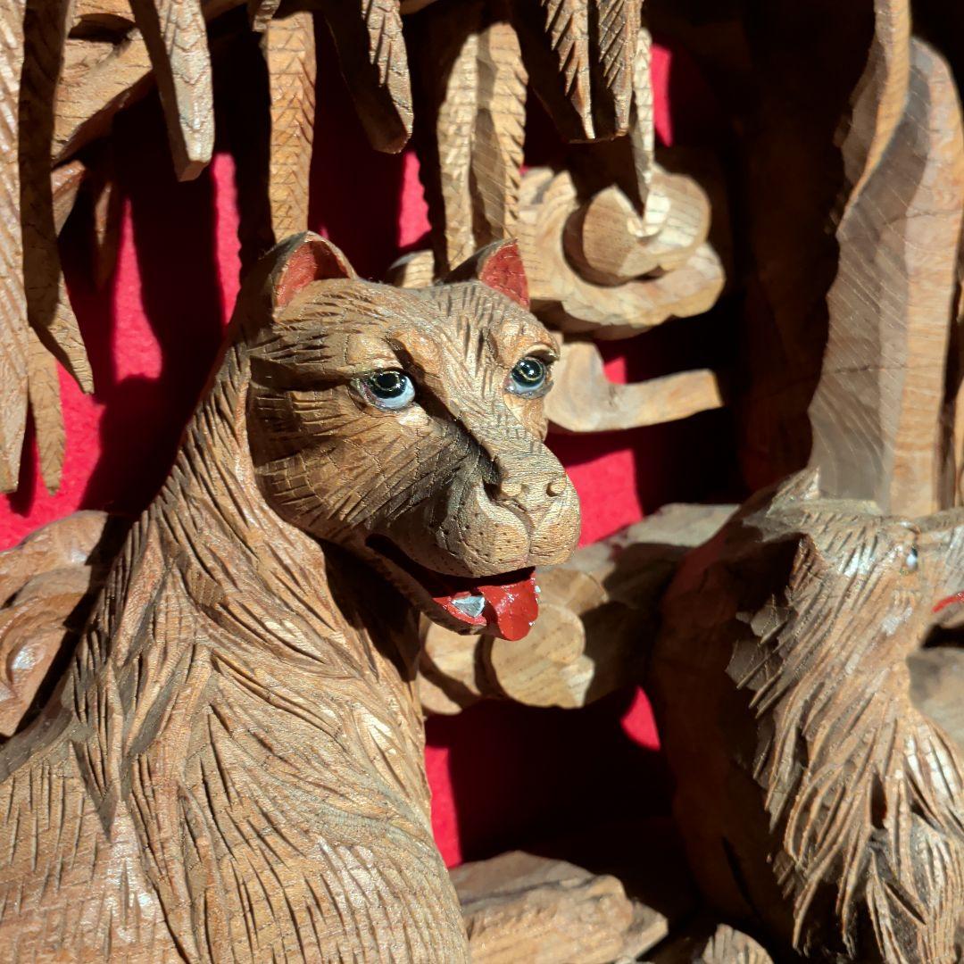彫刻 木彫 欄間 だんじり 山車 神社仏閣 犬 動物 和柄