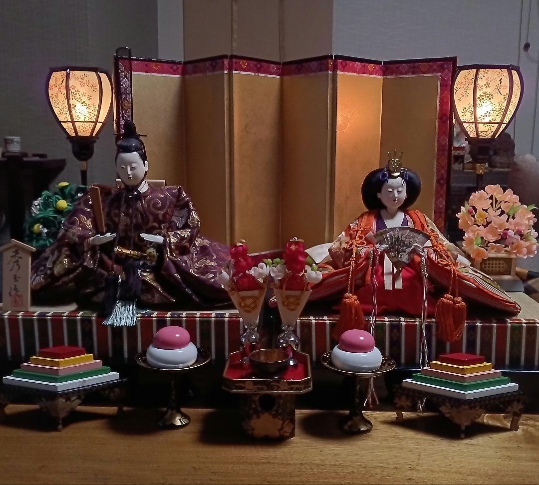 雛人形　親王飾り　内裏雛　秀玉作「7番」　装飾フルセット　骨董的価値お雛様