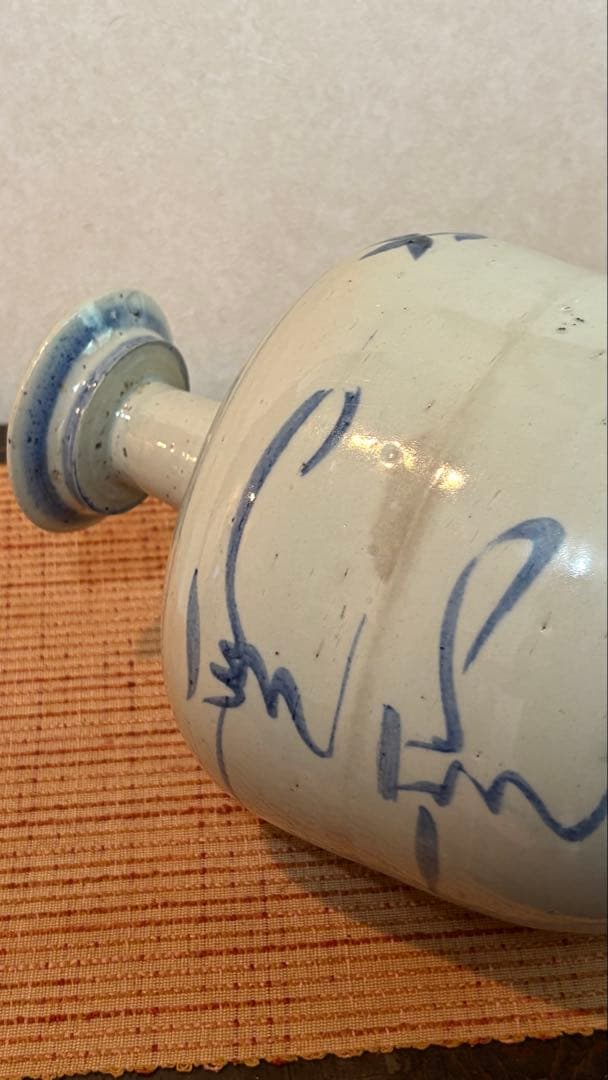 古民具 古染付 水柱 酒壺 白磁 清時代 中国美術 骨董