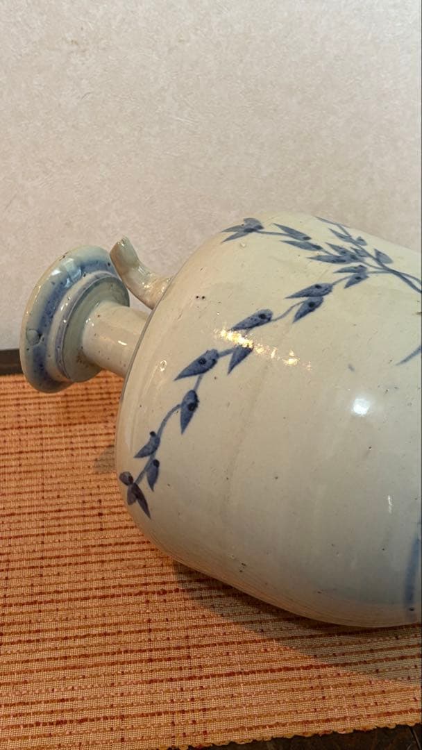 古民具 古染付 水柱 酒壺 白磁 清時代 中国美術 骨董