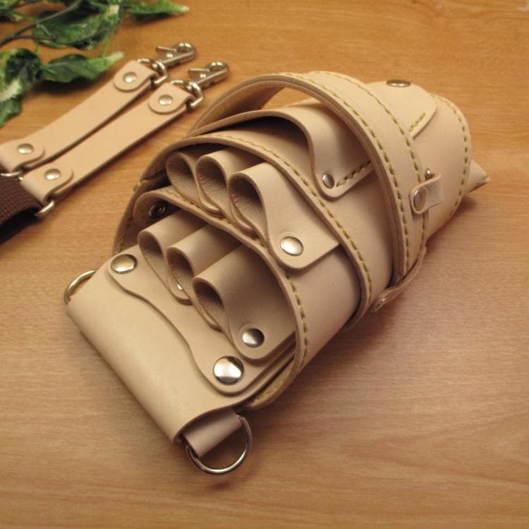 ☆特別価格☆　ヌメ革ナチュラル　６丁差し　 シザーケース　SCY-158/NA3