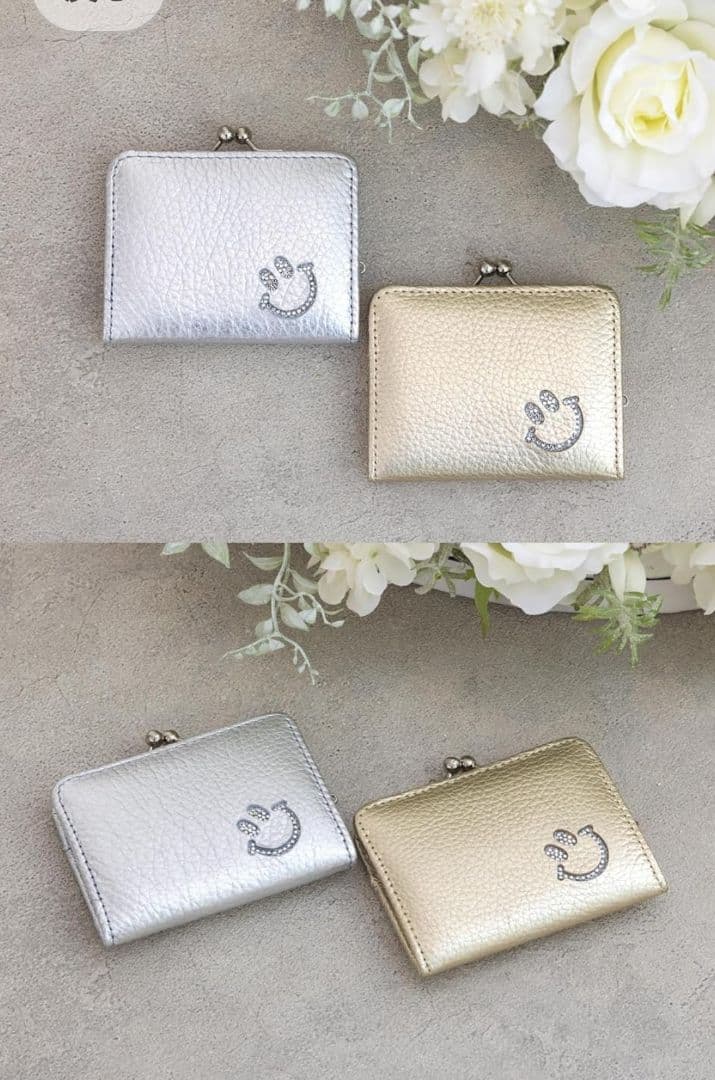 サロンドアルファード　小銭入れ がま口 財布 ケース 本革 スマイル