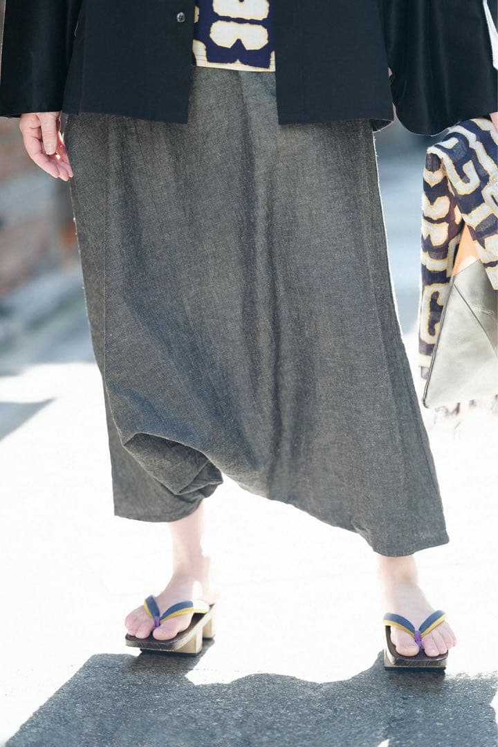 1383◆SOU SOU ソウソウ 伊勢木綿 麻混 富士 日本製 サルエルパンツ