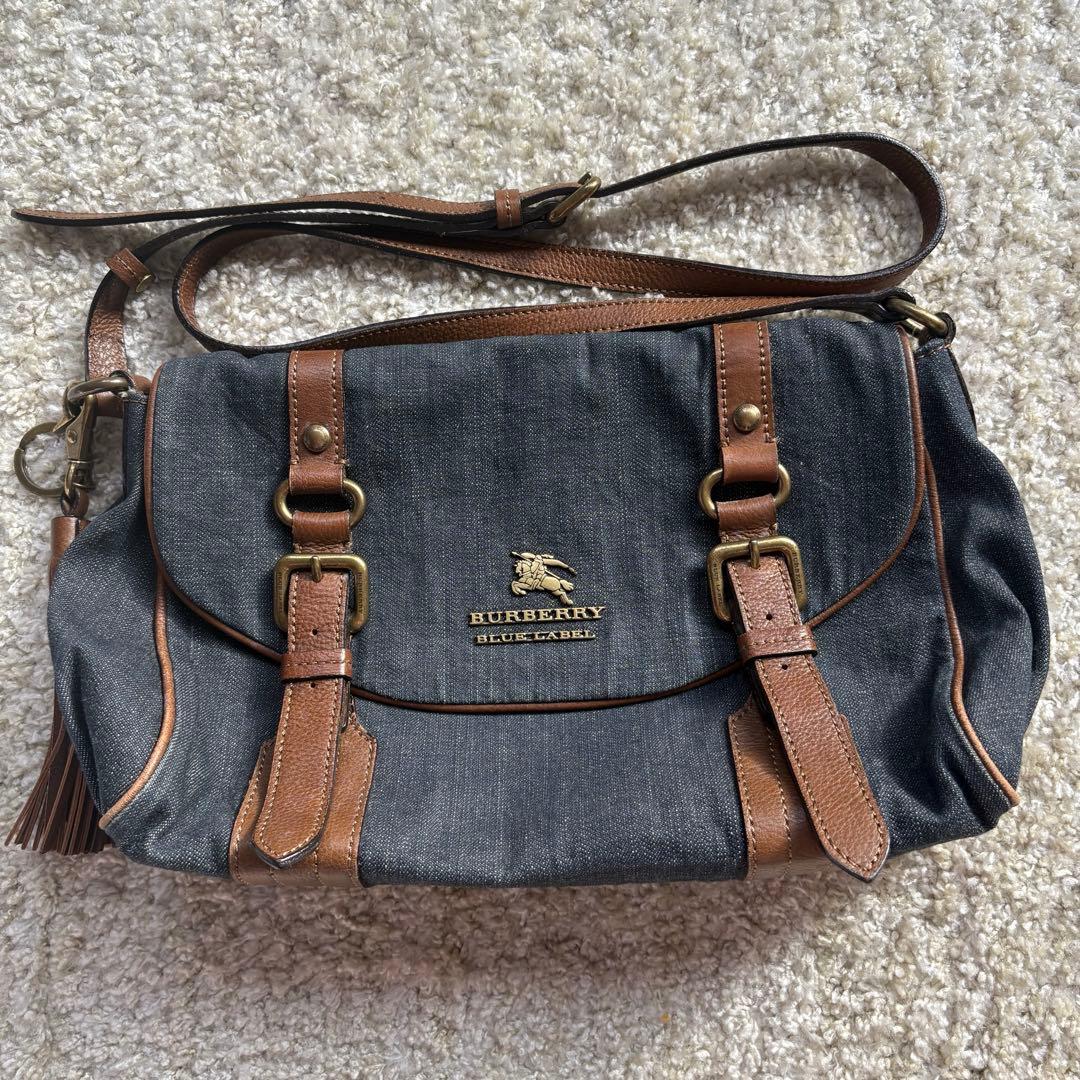 BURBERRY LONDON BLUE LABEL デニム地　タッセル　バッグ