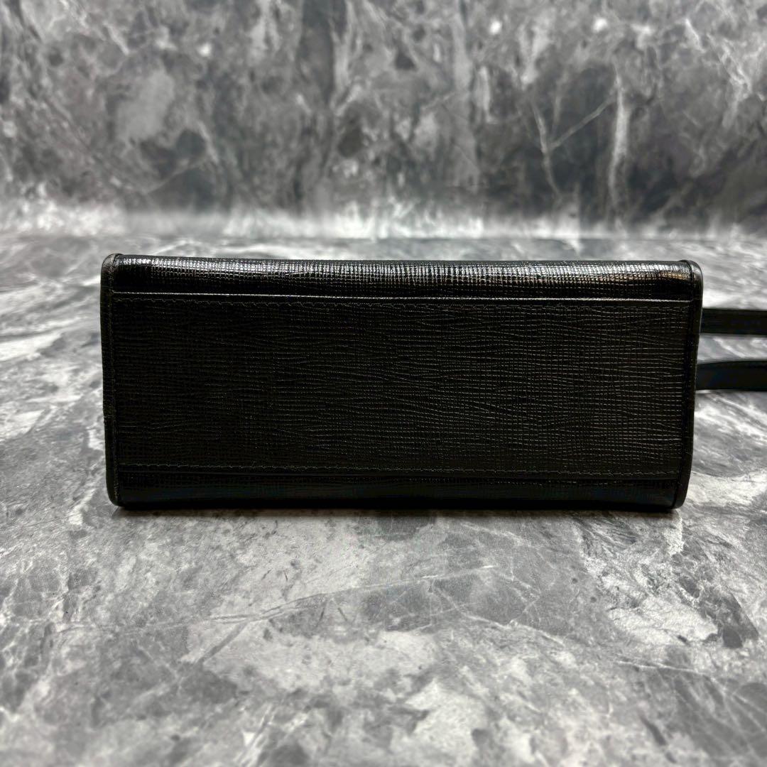 【極美品】クレージュ 2way ハンドバッグ レザー ロゴ金具 ブラック