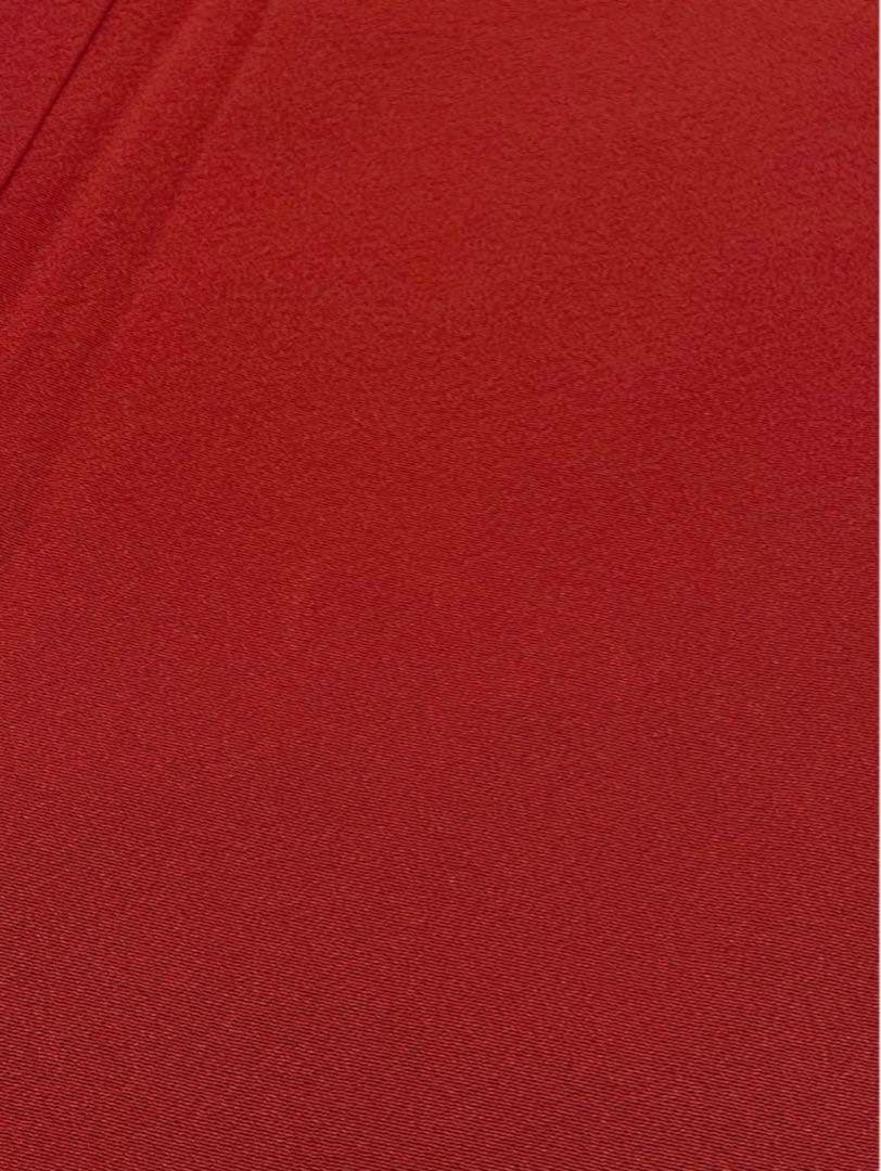 無地振袖 シンプル ちりめん 茜色系 身丈155cm