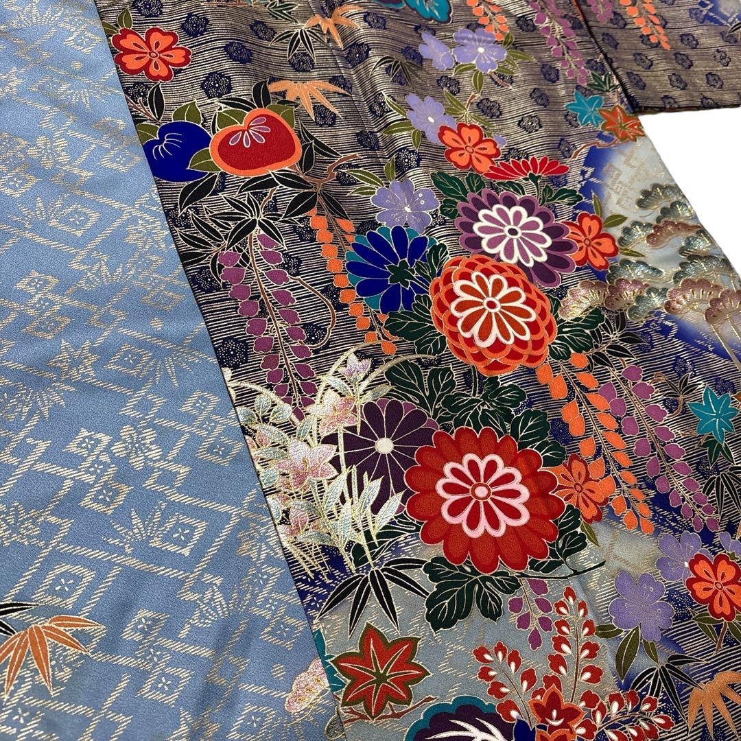 あ969)渋めの色味の振袖㊗️大振袖⑤点セット✨