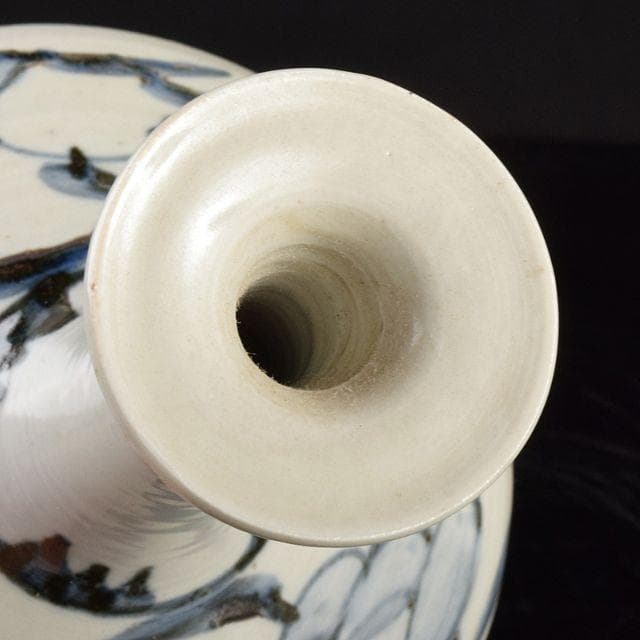 朝鮮美術 李朝 高麗白磁 染付 花文 長頸瓶 - メルカリ