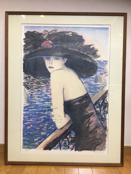 カシニョール リトグラフ 黒い帽子の女 絵画