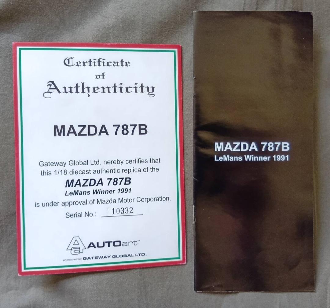 オートアート・1/18 マツダ787B・1991年ルマン優勝車・未展示