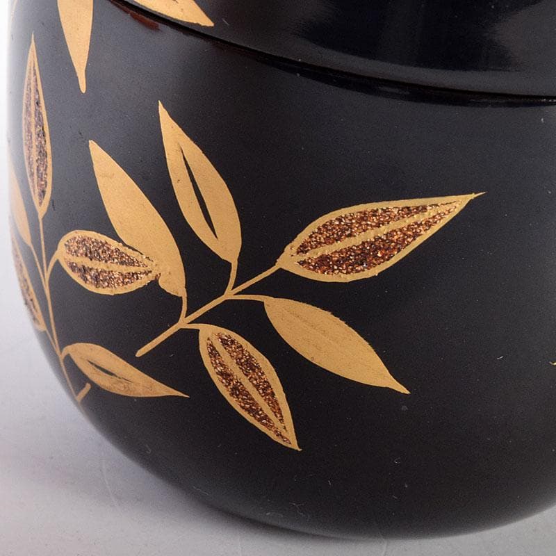 茶道具　越前塗　佐々木麗峰作　利休伝来写　笹蒔絵　中棗　共箱　V　7133