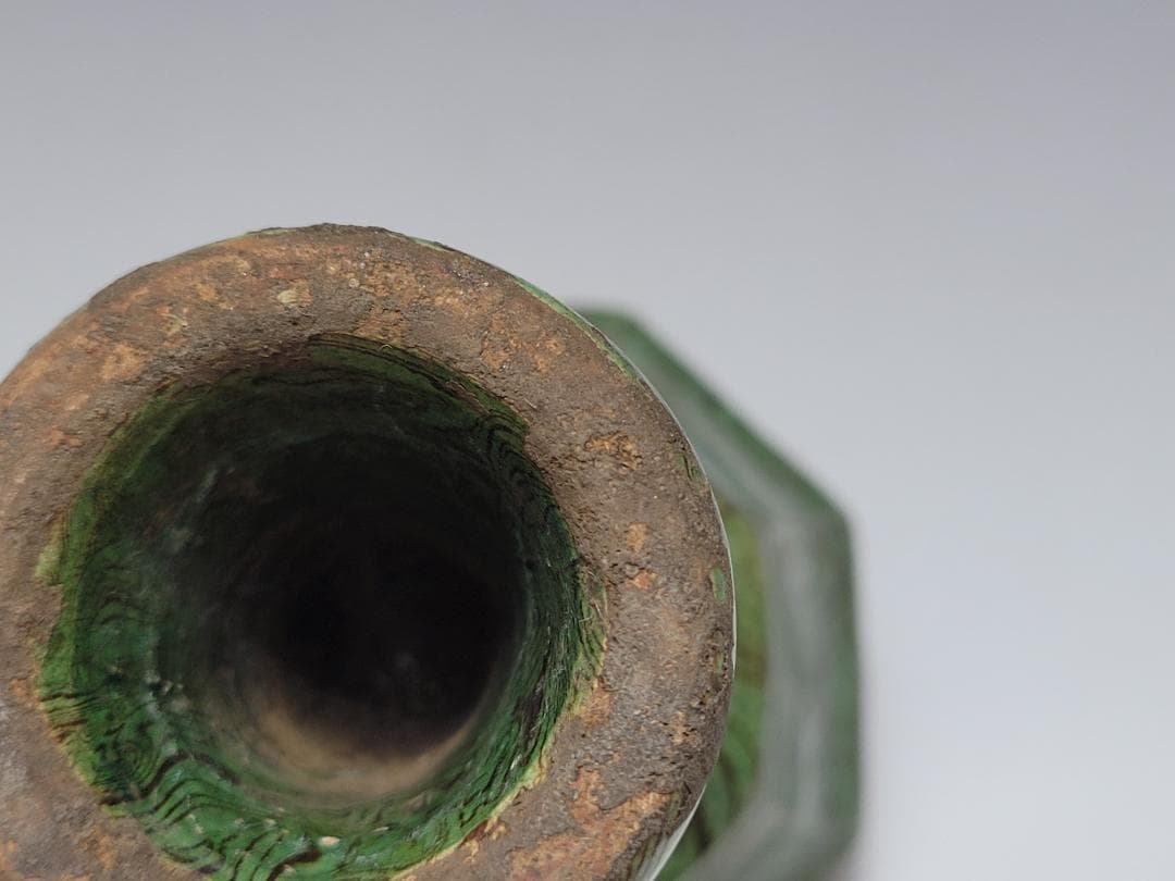 緑釉 練上 絞胎 高足杯 唐宋時代 高さ約10.5