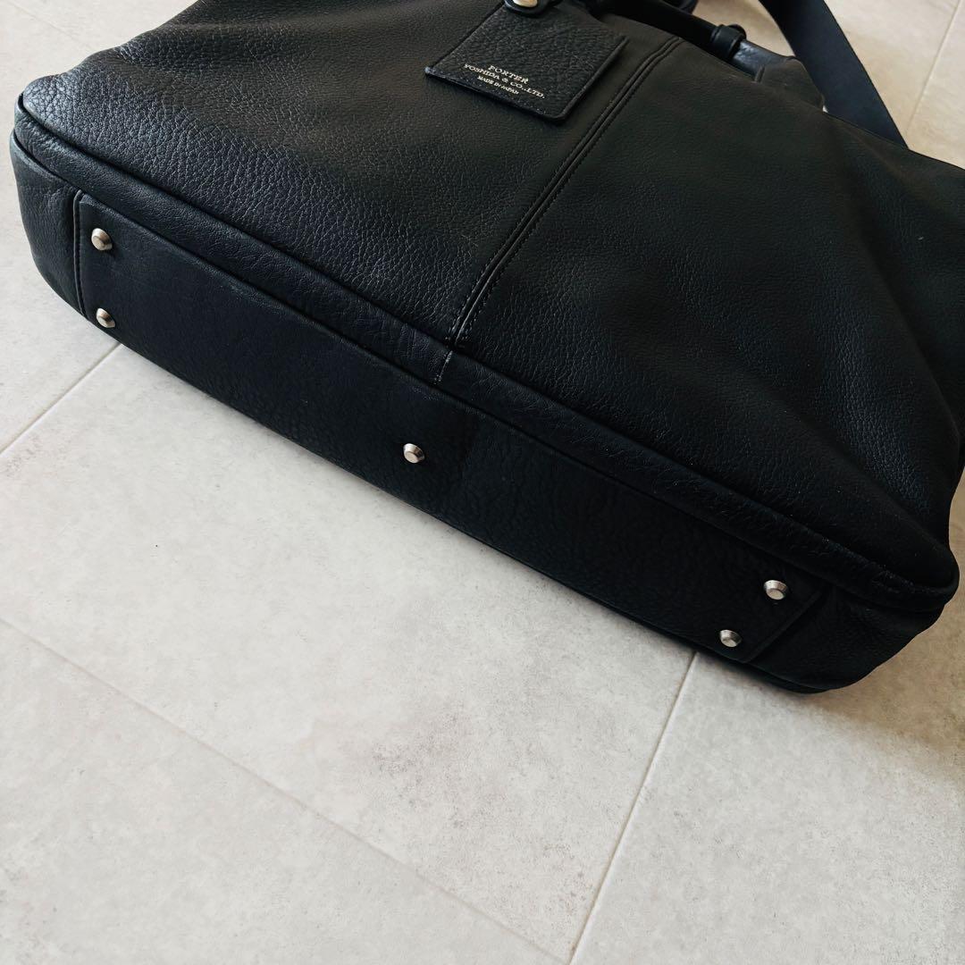 未使用級✨️ポーター オールレザー2wayブリーフケース 黒 シボ革 A4収納