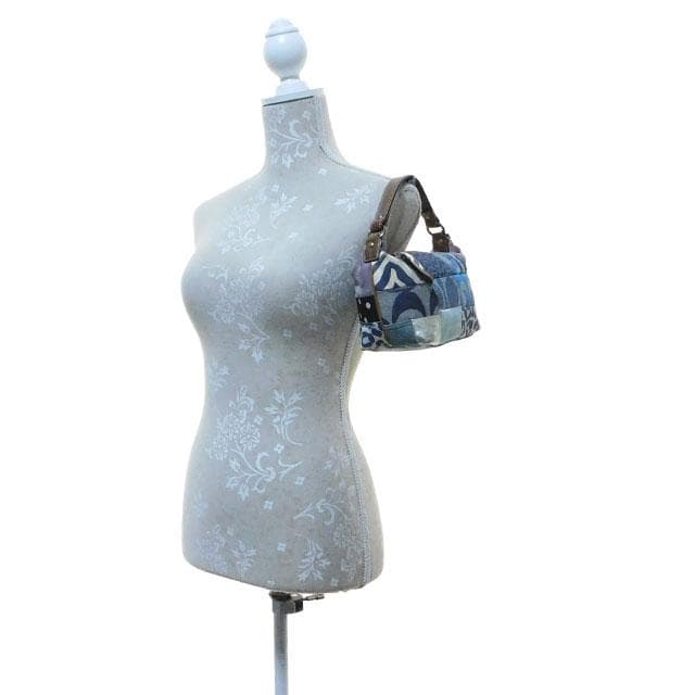 COACH コーチ ミニハンドバッグ パッチワーク デニム 青 F40530