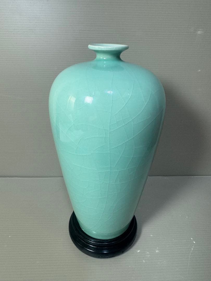 2594 青磁 花瓶 花台付 時代物