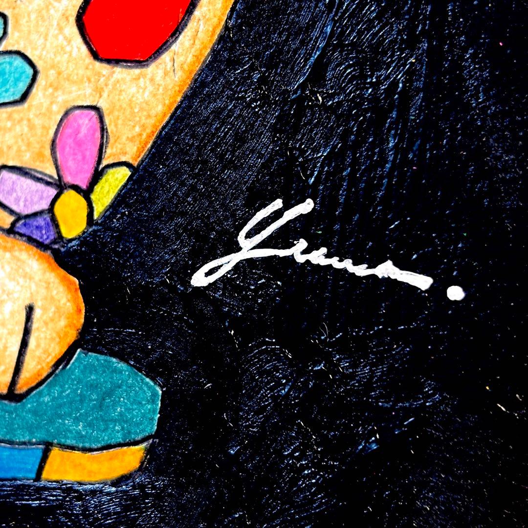 m*n様 「 逆境に灯る招き猫 」｜絵画 原画 抽象画 絵 動物画 ドローイング