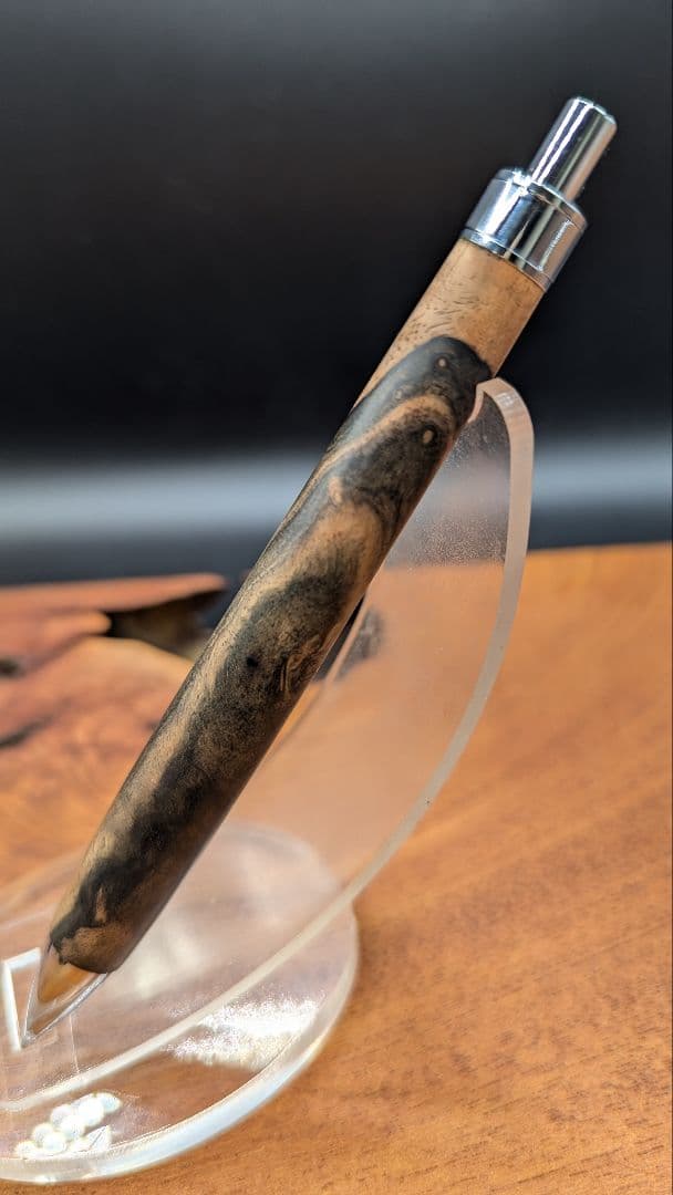 598極上　黒檀　瘤杢　ツートン　木軸シャーペン　ボールペン