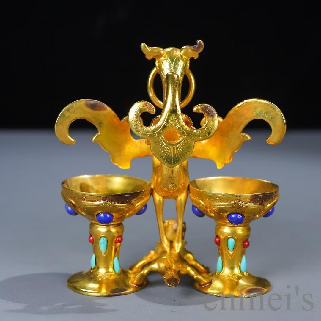 中国古美術 古銅盃 鳥蝋製の盞 鳥形文様 酒器 祭祀用 金属工芸 細密