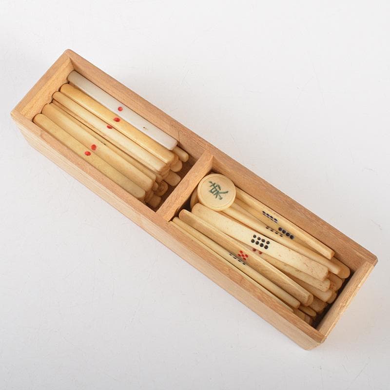 eyeknow74 　竹嵌　練物牌　背竹牌　麻雀牌　木箱付　V　6552