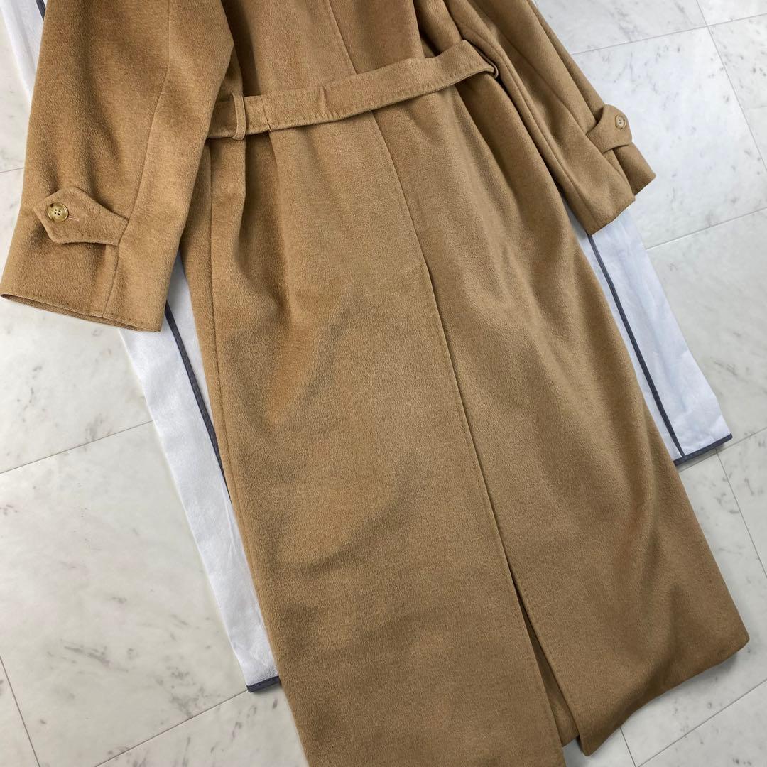 マックスマーラ白タグベルテッドコートロング丈キャメルウール42 XL