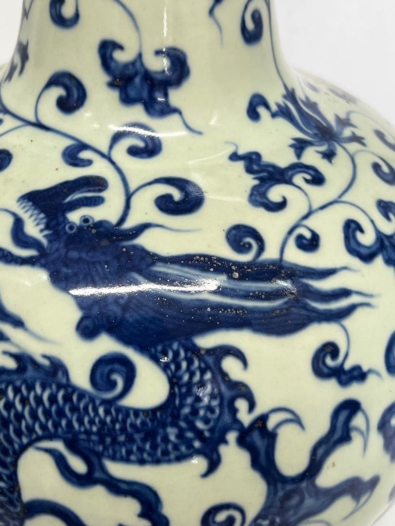 中国清時代 青花染付花瓶 重さ:4900g