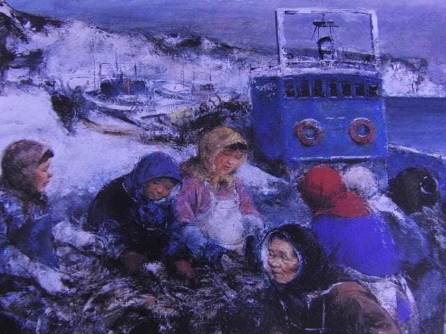 工藤和男、【漁婦と魚】、希少な額装用画集より、新品額装付、状態良好