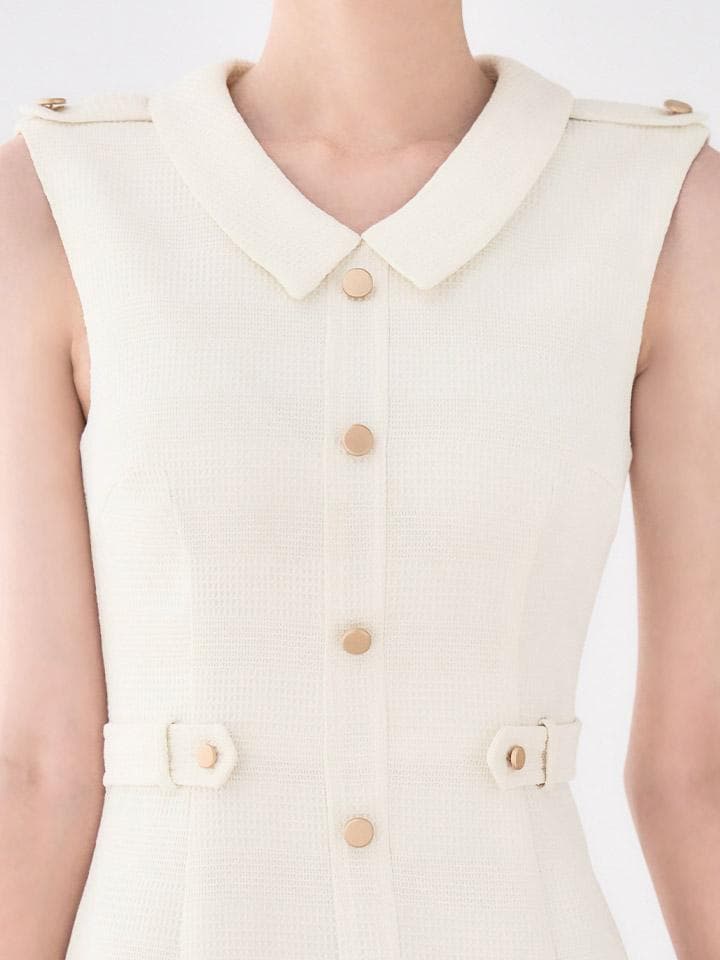 JEWELS/ジュエルズ 襟付きノースリーブプリーツミニドレス　XSサイズ