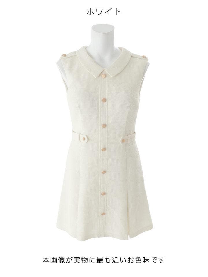 JEWELS/ジュエルズ 襟付きノースリーブプリーツミニドレス　XSサイズ