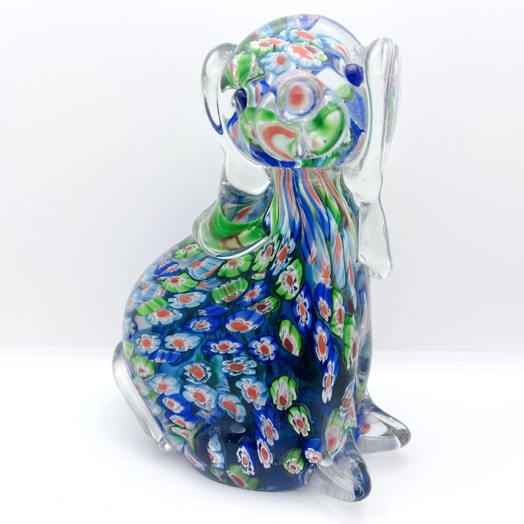 入手困難】ミルフィオリ アートガラス 犬 置物 ヴェネチアン風