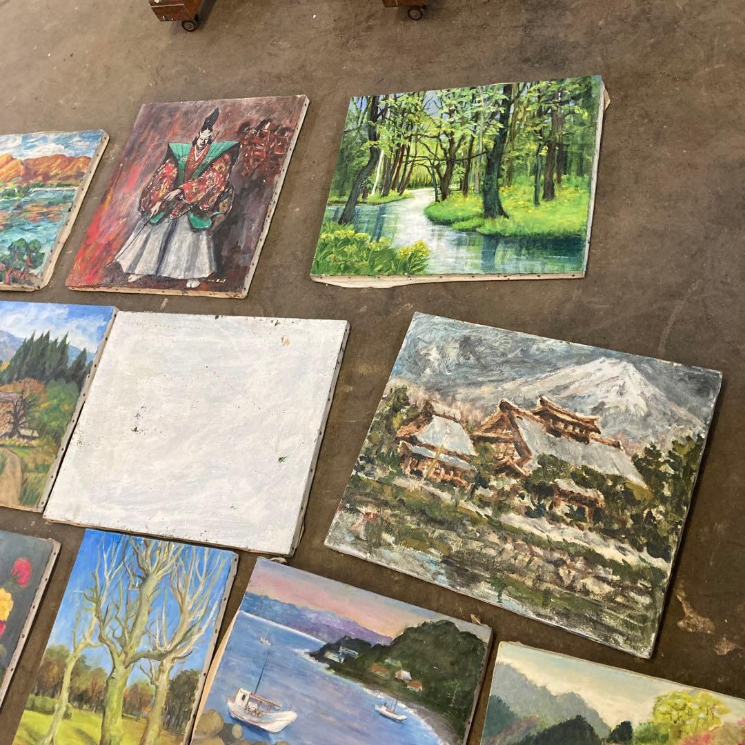 作者不明 大量 F10 F6 F4 油彩キャンバス 油絵 古画 まとめ売り