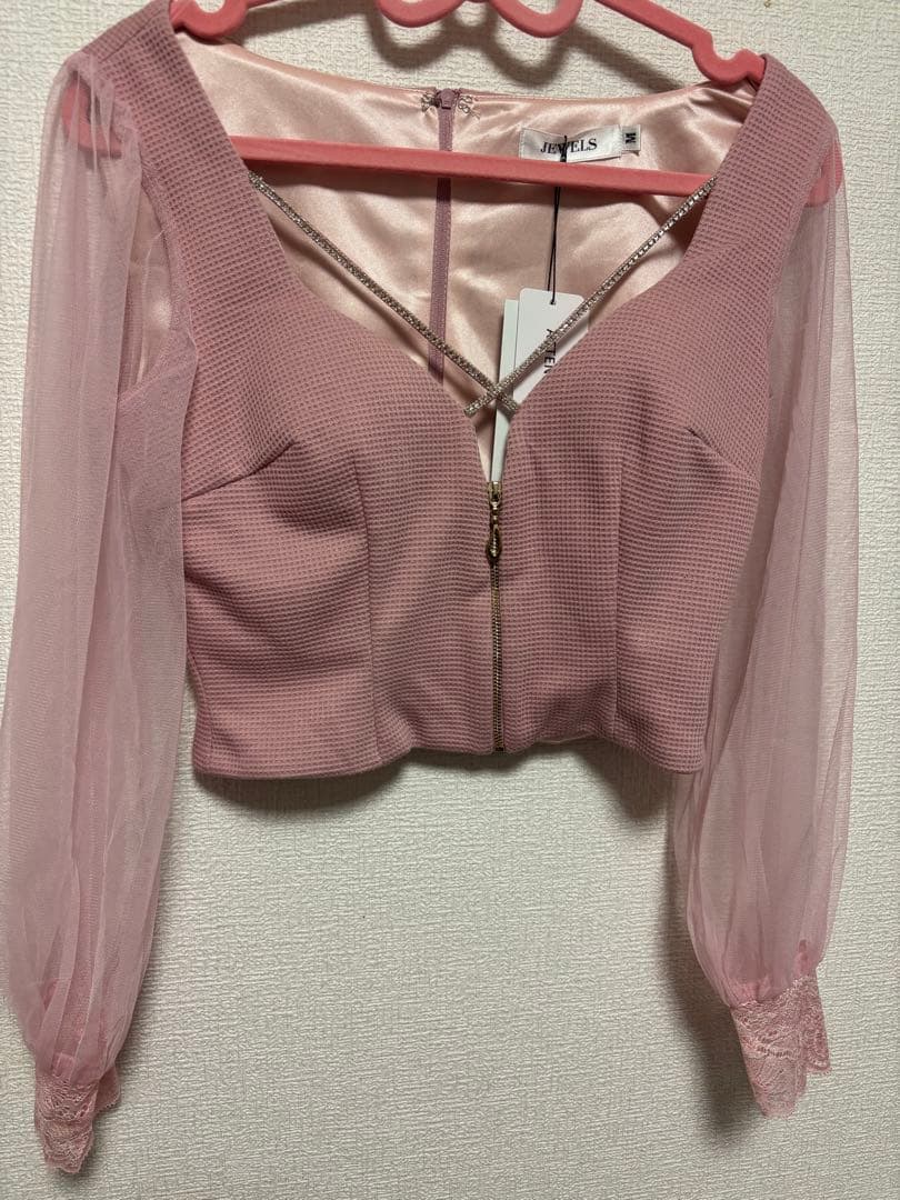 ［新品］jewels/フロントジップセットアップ/キャバドレス/ピンクMサイズ