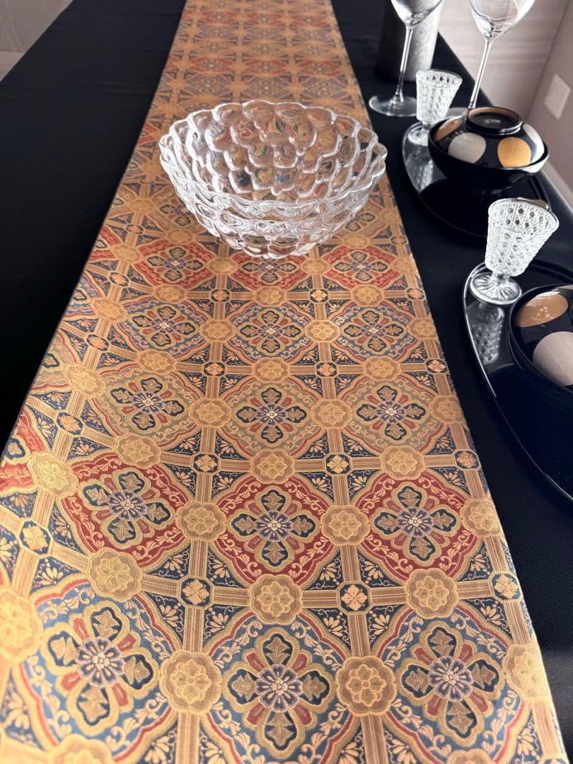 ︎◼︎C1284◼︎オーダー品 高級袋帯 正絹 紹巴 華文 格子 箔(〜270cm