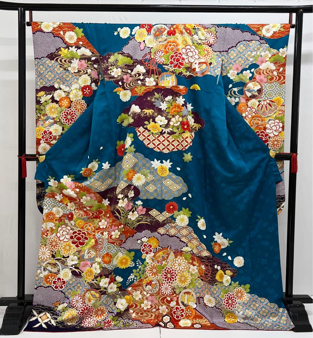 振り袖フルセット長襦袢付金彩加工成人式振袖重ね衿付167