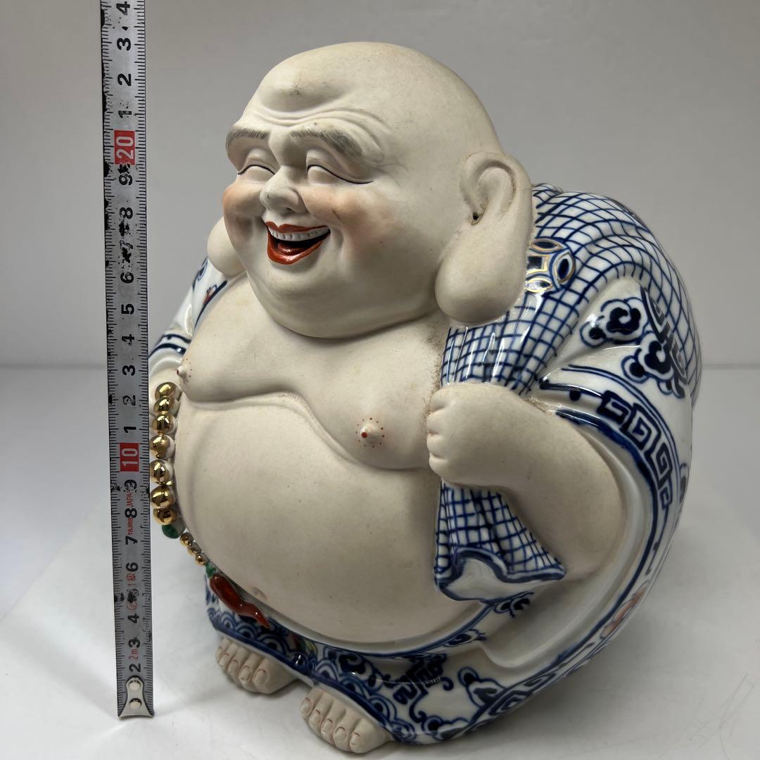 中国美術　景徳鎮布袋置物　高さ約24㎝ 東Y7-0520⑤