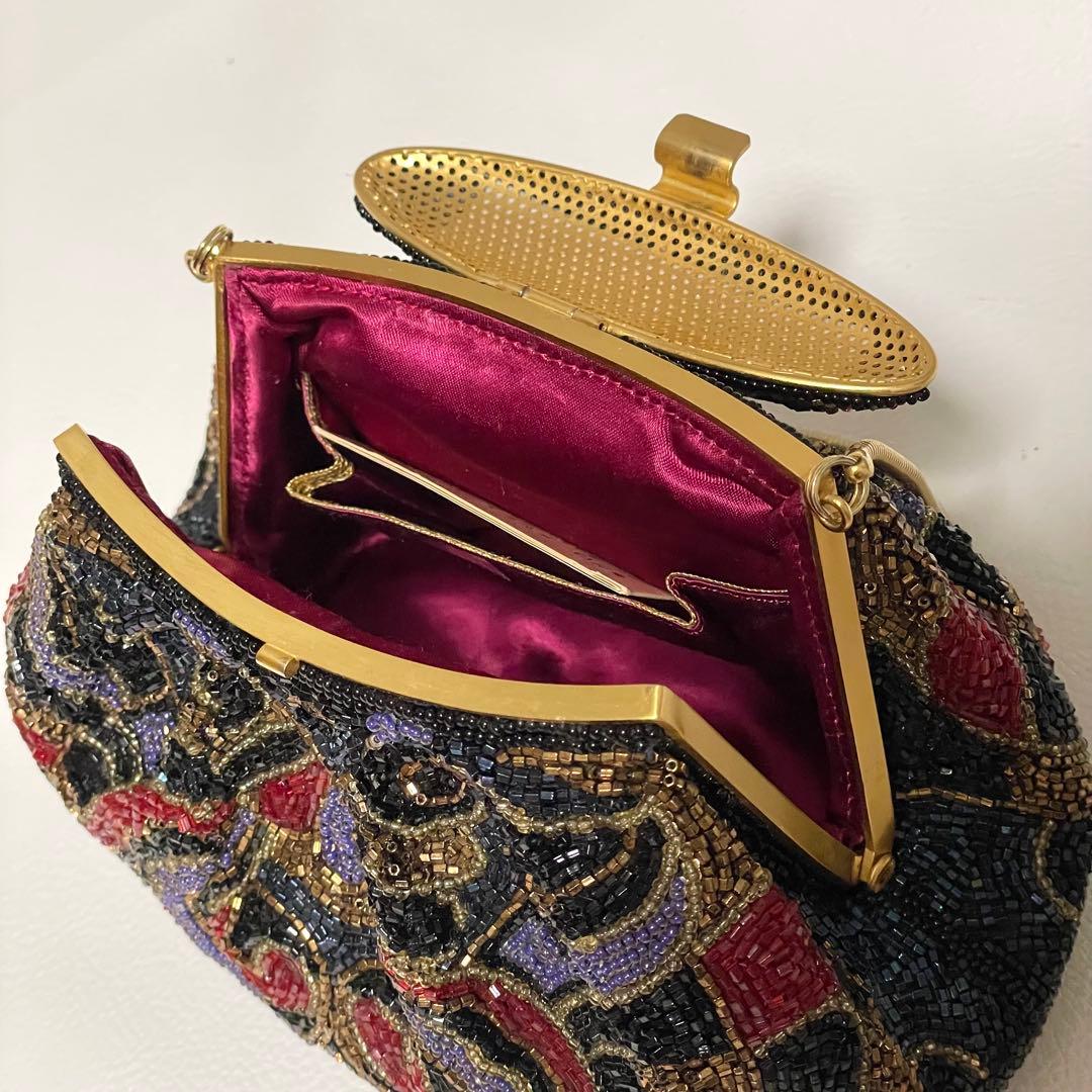 美品 LUMYはしもと パーティバッグ ビーズバッグ 皇室御用達 モルティ 装飾