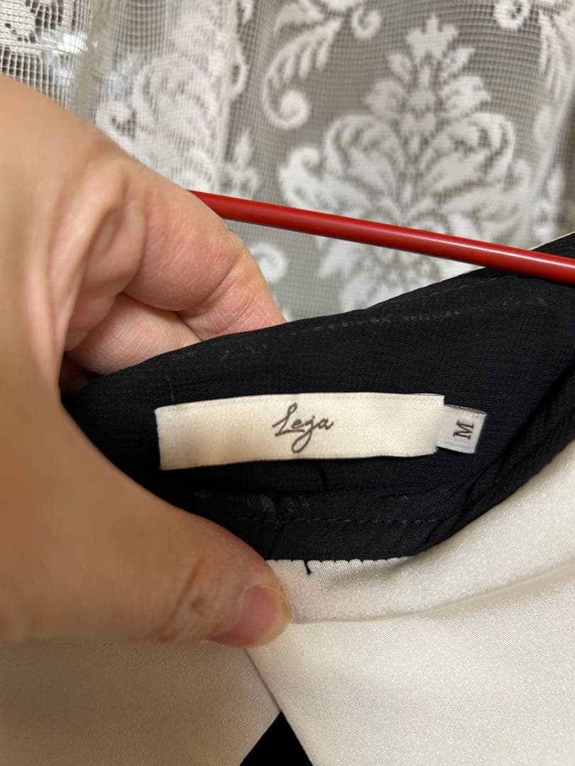 Leja アシンメトリービッグカラーベロアマーメイドワンピースドレス