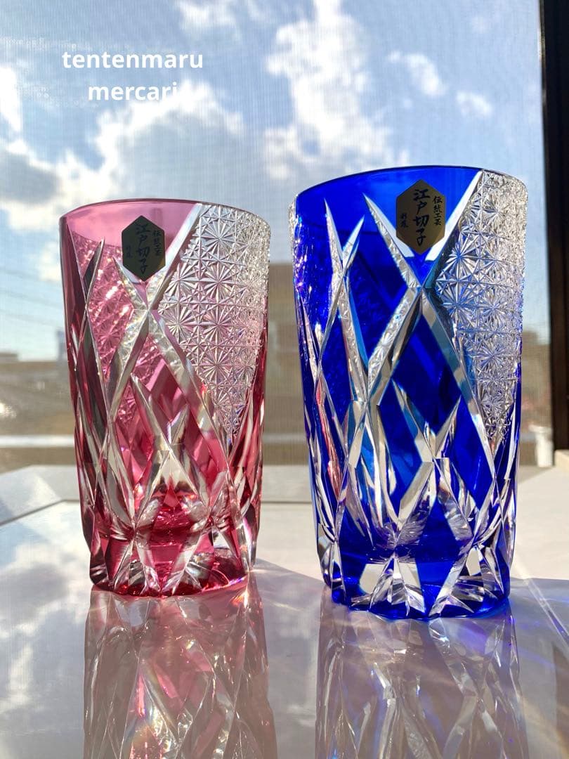 L*o様 江戸切子 ☆ 伝統工芸士 石塚春樹 ☆ 菊繋ぎ文様