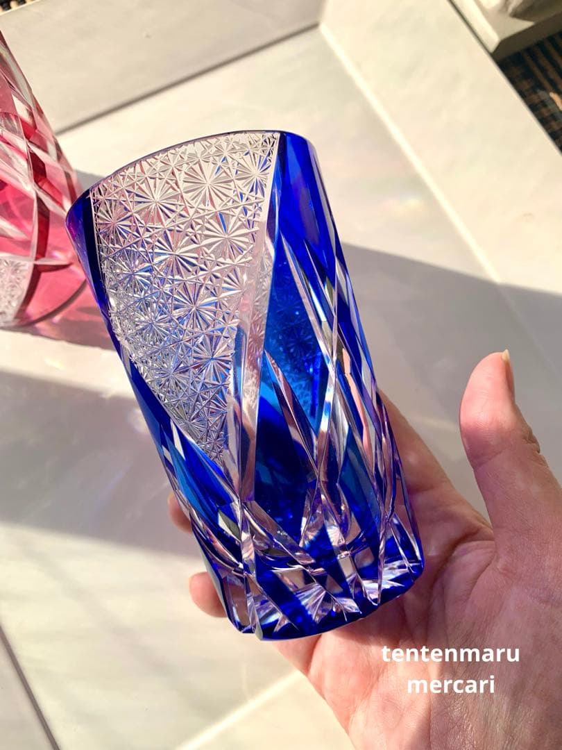 L*o様 江戸切子 ☆ 伝統工芸士 石塚春樹 ☆ 菊繋ぎ文様