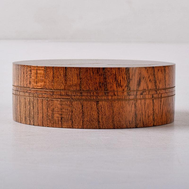 茶道具 山中塗 福田芳朗作 神代欅 香魚絵 香合 共布共箱 V R8144