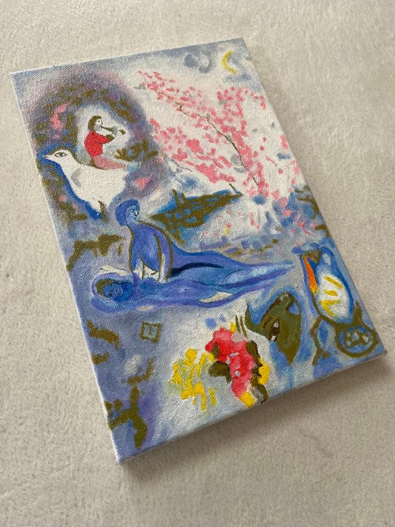 シャガール 肉筆手描きの油絵模写画 アーモンドツリー