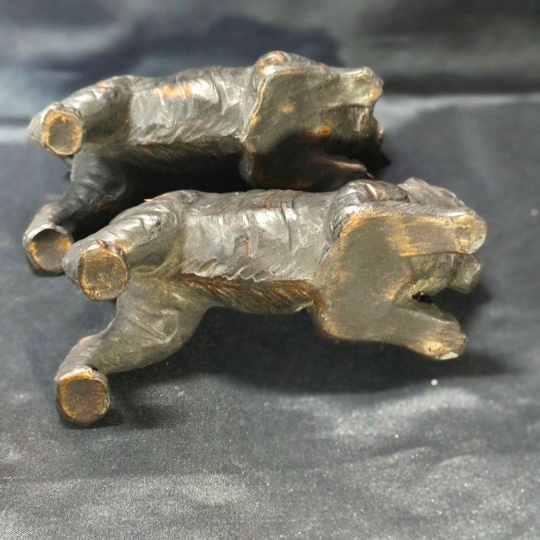 中国骨董 虎2頭 陶芸品 無銘時代物 古美術品 アンティーク コレクター