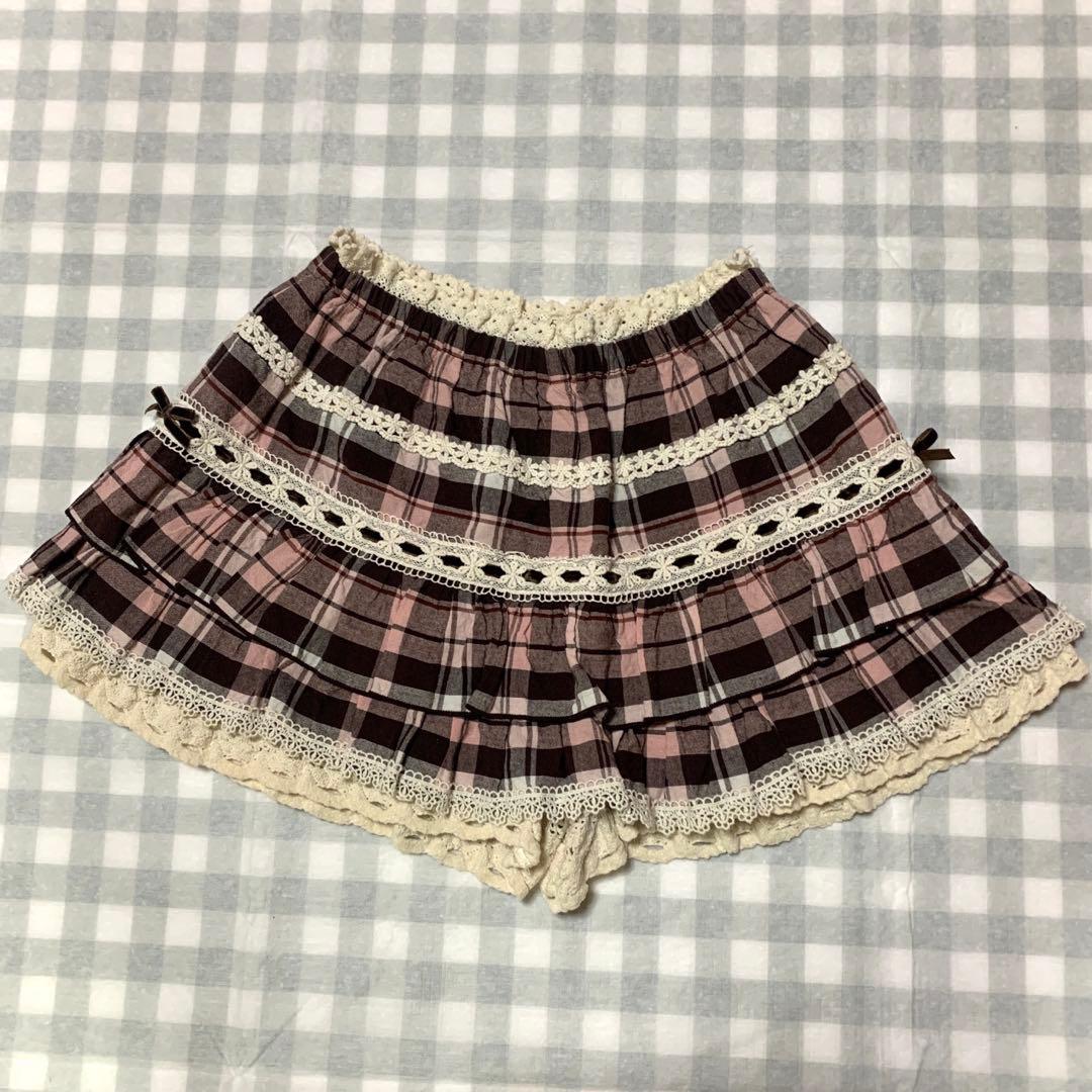 LIZLISA 希少 ブラウン ピンク チェック柄 スカパン