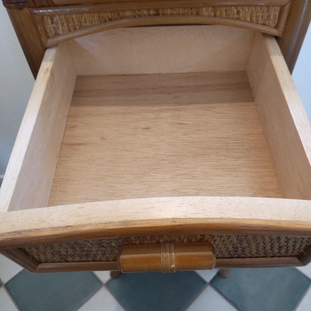 ラタン電話台】ガラス扉 籐 チェスト 昭和レトロ ヴィンテージ