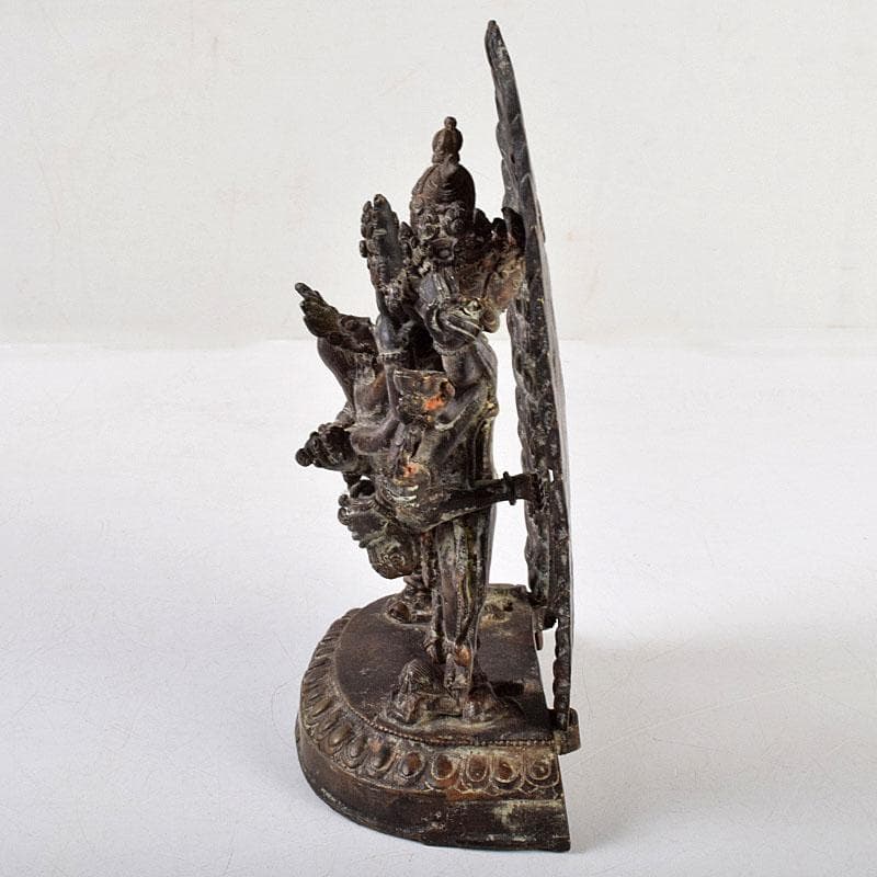 中国　古銅　チベット仏　歓喜仏　仏像　時代箱付　D　R9110