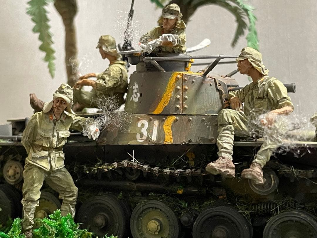 戦車ジオラマ 1/35 日本陸軍97式戦車と戦車兵
