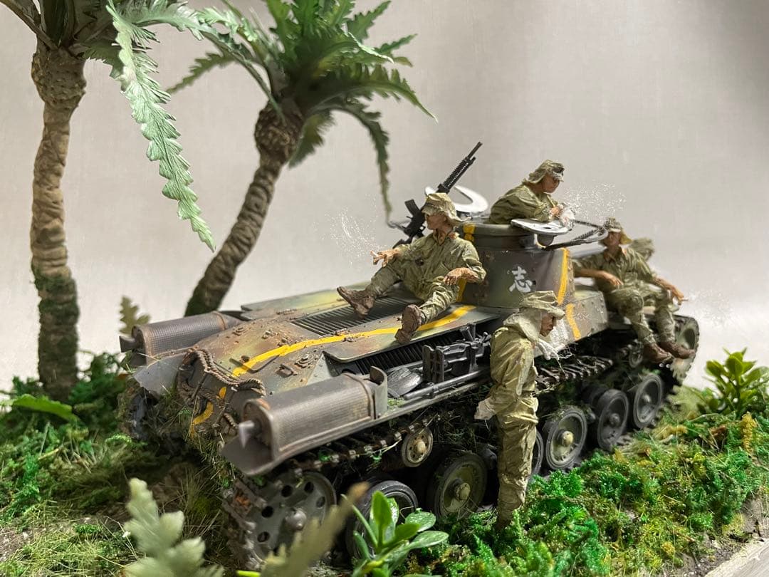 戦車ジオラマ 1/35 日本陸軍97式戦車と戦車兵